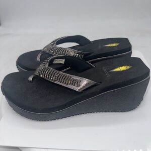 VOLATILE Women's Bejeweled Flip Flops Wedge Sandal Thongs Slide Heel Platform 8